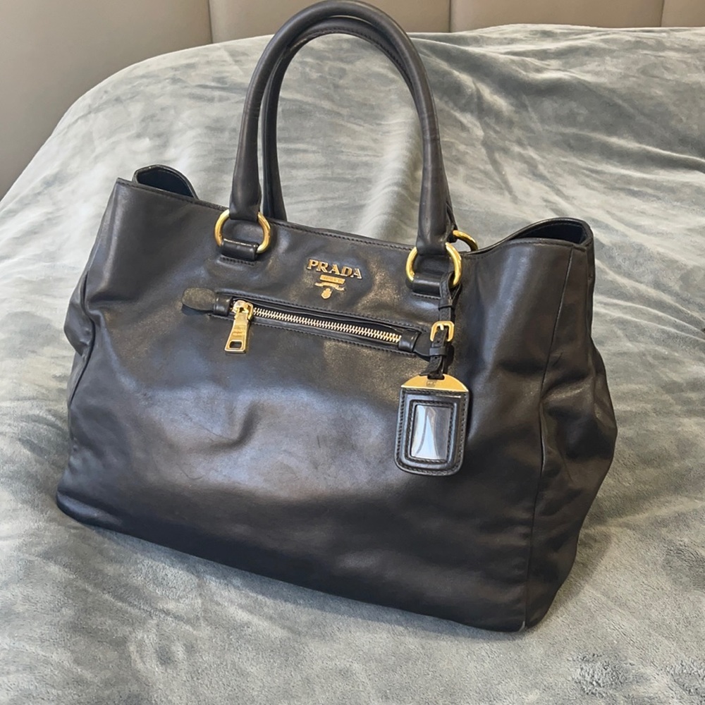 Worn twice Prada black leather handbag